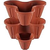 Pure Garden Stackable Herb and Flower Planters for Indoor and Outdoor use - Perfect for Balconies and Gardens, Set of 3, Terr