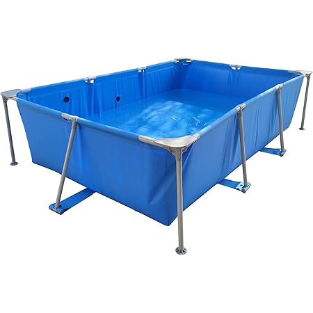 BestJ Metal Frame Swimming Pool Summer Rectangular Above Ground Pools Blue Outdoor Lounge Pool for Adults Kids (118 in x 79 in x 26 in, Blue)