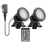 Pond Lights with Timer, 12V LED Underwater Light, IP68 Waterproof Fountain Lights, Outdoor Landscape Light for Pond Pool Foun