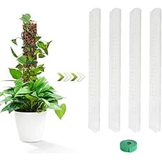 EOX 4 Pcs 24 Inch Plastic Moss Pole for Plants Monstera, Climbing Plants, Plant Support for Indoor Plants Work with Sphagnum