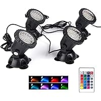 Color Changing Spotlights, Pond Lights Underwater LED Fountain Lights, IP68 Waterproof RGB Multi-Color Memory Dim Adjustable
