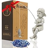 Goodeco Fisherboy Statue Garden Decor - 11" Little Fishing Guy for Koi Pond or Waterfalls, Poolside Statue with Glow in Dark