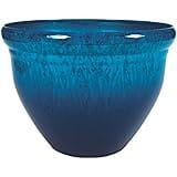 The HC Companies 16 Inch Pizzazz Decorative Round Planter - Lightweight Premium Resin Plant Pot with a Ceramic Look for Indoo