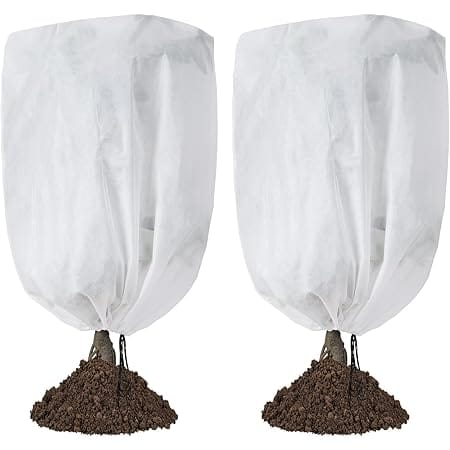 Garutom 2-Pack Plant Covers Freeze Protection 48" x 72" 2.2 oz, Frost Cloth Plants Jacket Drawstring Tree Cover for Outdoor Plants, Shrub Potted Plants Winter