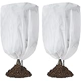 Garutom 2-Pack Plant Covers Freeze Protection 48" x 72" 2.2 oz, Frost Cloth Plants Jacket Drawstring Tree Cover for Outdoor P