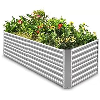 Land Guard 8×4×2 ft Galvanized Raised Garden Bed Kit for vegetables, Planter Boxes Outdoor, Large Metal