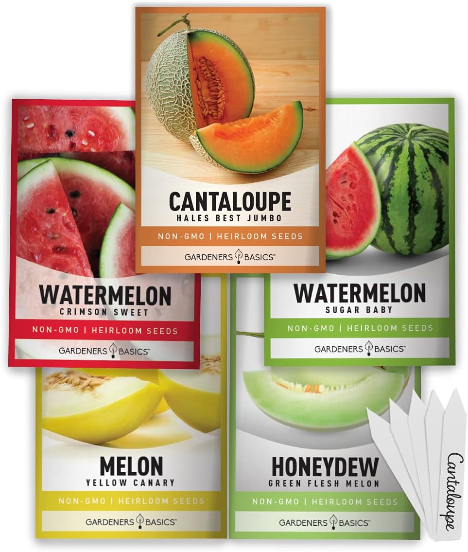 thumbnail image 2 of Honeydew Melon 5-Variety Melon Seed Pack - Non-GMO Watermelon, Cantaloupe & Honeydew Fruit Seeds 2 of 14