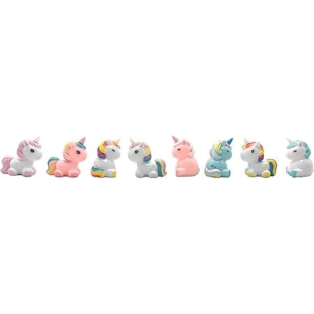 Exasinine Unicorn Miniature Figurines Unicorn Model Cake Topper Fairy Garden Miniature Moss Landscape DIY Terrarium Crafts Ornament Accessories for Home Decoration, Set of 8