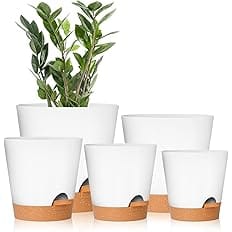 GARDIFE Plant Pots 7/6.5/6/5.5/5 Inch Self Watering Planters with Drainage Hole, Plastic Flower Pots, Nursery Planting Pot fo