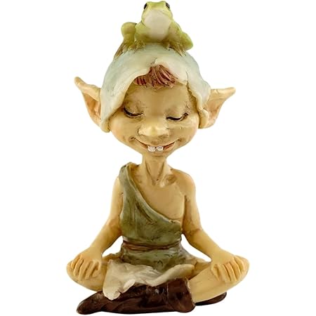 Top Collection Miniature Fairy Garden and Terrarium Pixie Meditating with Frog Figurine
