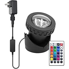 Colored Pond Lights with Timer, RGB Fountain Lights IP68 Waterproof Pond Light, Dimmable Outdoor Landscape Lights for Fish Ta