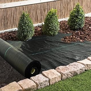 LGJIAOJIAO 6.5ftx330ft Weed Barrier Landscape Fabric Heavy Duty, Weed Block Gardening Ground Cover Mat, Weed Control Garden Cloth, Woven Geotextile Fabric for Underlayment, Commercial Driveway Fabric