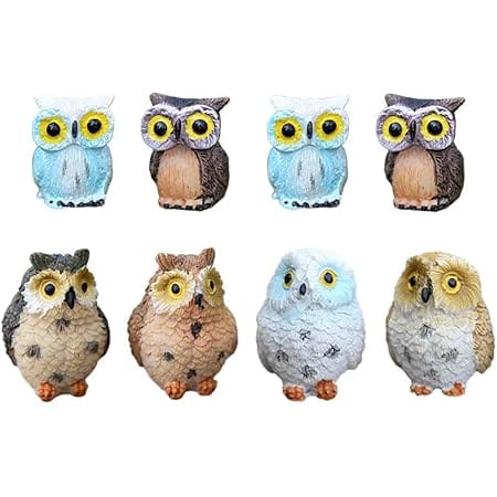 MAOMIA Miniature Owl Decorative Figurines 8 Pcs Mini Owl Garden Fairy Garden Figurines Moss Landscape Bonsai Crafts Home Decor Ornaments