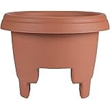 Bloem Modica Deck Rail Round Planter: 12" - Terra Cotta - Matte Finish, Fits Rail Sizes 3"-3.75", Durable Resin Pot, for Indo