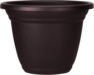 The HC Companies 22 Inch Mojave Round Planter - Large Premium Decorative Plastic Plant Pot with Stone-Look for Indoor Outdoor Use, Chocolate