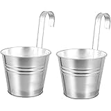 IMIKEYA 2pcs Flowerpot Hanging Fence Railing Flower Planter Balcony Planters Wall Mounted Succulents Planters Metal Railling