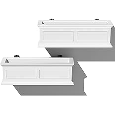 Veradek Brixton Series Plastic Railing Planter - Rectangular Planter for Outdoor Deck/Balcony | Crack-Resistant with Adjustab