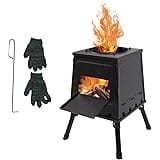 DIYTuning Outdoor Portable Folding Heating, Firewood Stove, Camping Tent Stove, Stainless Steel Picnic, Barbecue Stove, Reinf