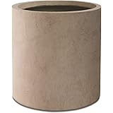 Kante 12.6" Dia Round Concrete Planter, Modern Style Large Cylindrical Plant Pot with Drainage Hole and Rubber Plug for Indoo