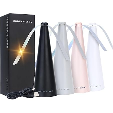 MODERN LYFE Fly Fan for Tables - USB or AA Battery Powered - Fly Repellent for Outdoor Dining Or Food at Parties, Restaurants, Outdoor Table, Fly Swatter, Keep Flies Away (Black -1 Pack)