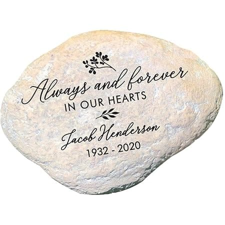 GiftsForYouNow Engraved Always and Forever in Our Hearts Memorial Garden Stone, 11.5" by 8.25"