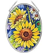 Kissnap Mini Sunflower Handmade Glass, Palm-Sized, 4.5 * 3.3 inch, Small Size Handcrafted Glass O...