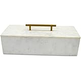A & B Home 14.25" White and Bronze Contemporary Rectangular Box with Handle
