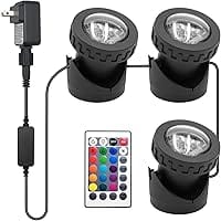 Colored Pond Lights with Timer, RGB Fountain Lights IP68 Waterproof Pond Light, Dimmable Outdoor Landscape Lights for Fish Ta