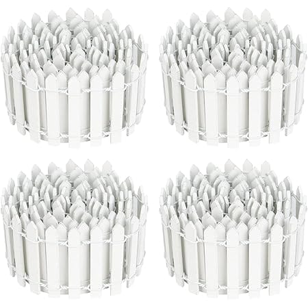 4PCS 47Inch Long Miniature Fairy Garden Fence Mini Wood Picket Ornament Fence for Dollhouse Home Garden Plant Pot Christmas Tree Decorations for Adult (White)