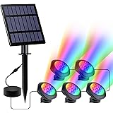 CREPOW Solar Pond Lights, 18 LED Super Bright RGB LED Underwater Spotlights Color Changing Submersible Pond Lights IP68 Water