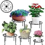 Metal Plant Stand 5 Pack Plant Stands for Indoor and Outdoor, Heavy Duty Flower Pot Stands for Multiple Plant, Round Anti-Rus