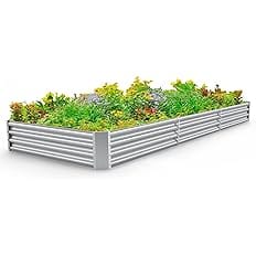 Land Guard 12×4×1ft Galvanized Raised Garden Bed Kit for Vegetables, Galvanized Super Large Metal Planter Raised Garden Boxes