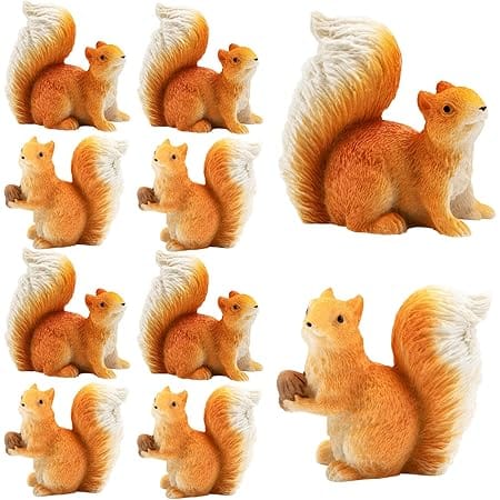 X Hot Popcorn 10PCS Miniature Squirrel Resin Squirrel Mini Squirrel Squirrel Cake Topper Squirrel Figurine Squirrel Model