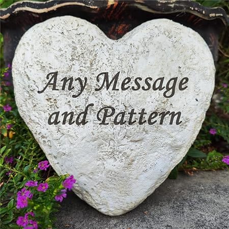 somiss Personalized Decorative Garden Stones Engraved with Any Message and Pattern, Heart Shaped Memorial Stones Welcome Stones for Housewarming,Memorial Gifts and Special Day Gifts,8.6"X8.6"