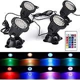 GZKANFUL Underwater Pond Lights, RGB Color Changing Spotlight Colored LED Fountain Lights Landscape Outdoor Spot Light IP68 W