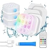 Homly Rechargeable Submersible Pool Lights with Remote, Waterproof Underwater Charging Battery Operated Controlled 16 Color C