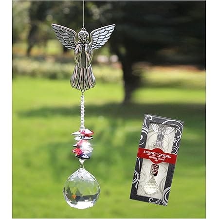 Rosleanny Crystal Garden Suncatcher Hanging Crystals Ornament for Window Rainbow Maker Prisms Home Decor Gift Boxed Sun Catcher Gift Idea for Mom Friends Grandma,Angel