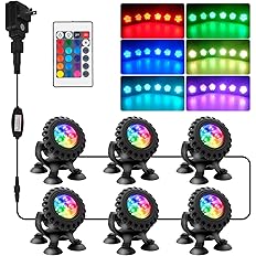 T-SUN LED Pond Light, Submersible LED Lights RGB Underwater Lights Color Changing Spotlight Outdoor Remote Control IP68 Water