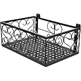 SUPVOX 1 Set Metal Flower Basket Hanging Rack Deck Railing Planter Boxes Over The Rail Flower Pot Holder Hanging Railing Plan
