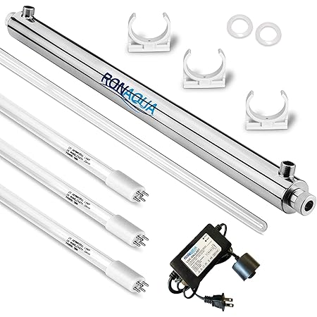 Ultraviolet Light Water Purifier Whole House UV Sterilizer 55W, 12 GPM with 2 Replacement Bulbs