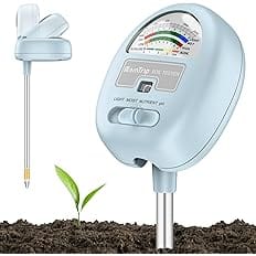 【Upgraded 】 4-in-1 Soil Moisture Meter, Soil Ph Meter, Soil Tester for Moisture, Light,Nutrients, pH,Soil Ph Test Kit, Great