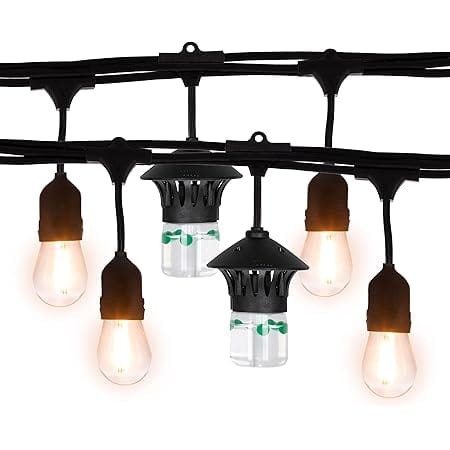 TIKI Brand Bitefighter Outdoor LED Weatherproof Proven Mosquito Repellent String Lights 36 Ft, Includes 3 Replaceable Repellent Pods