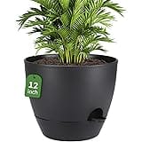 Idealife 12inch Plant Pots, Flower Pots with Mesh Drainage Holes and Deep Reservoir, Planters for Indoor Plants, Self Waterin