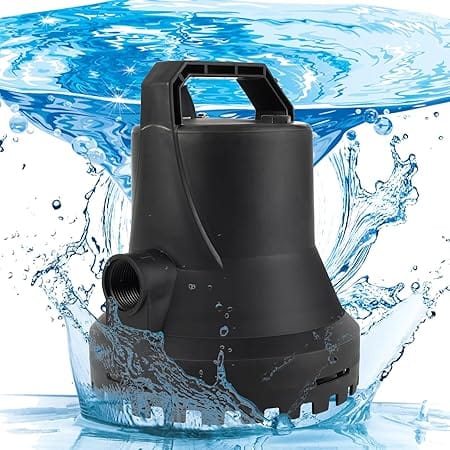 HOCANFLO Automatic Start-stop 1/4 HP Submersible Utility Water Pump, Pool Cover Pump, Ultra-low Water Level Drainage - Up-To 2,200 Gallon Per Hour from Flooded Areas, Pool, Hot Tub, Rain Barrel, Pond