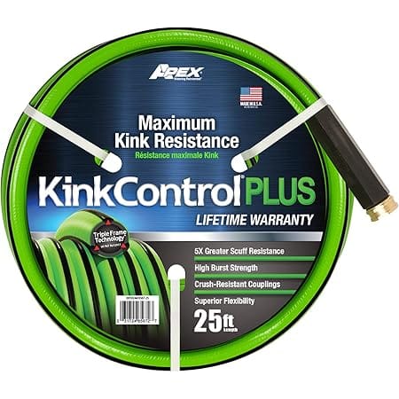 Teknor Apex Heavy Duty Kink Control Plus Garden Hose, High Burst Strength, Superior Flexibility, 5/8 in x 25 ft, Green