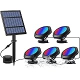 CORESLUX Solar Pond Lights, 5-in-1 Waterproof IP68 Underwater Color-Changing Pond Light, Adjustable Super Bright Submersible