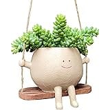 TENAG Whimsical Face Flower Pot, Resin Succulents Cute Planter with Drainage, Sweet Fairy House Flower Planter Pot Desktop Ha