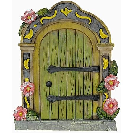 MUAMAX Fairy Garden Door Accessories Fairy Doors Wall Outdoor Mystical Miniature Garden Door for Tree Trunk (Green)