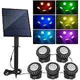 T-SUN Solar Pond Light, Super Bright LED Underwater Color Changing Solar Lights RGB Submersible Fountain Lights IP68 Waterpro