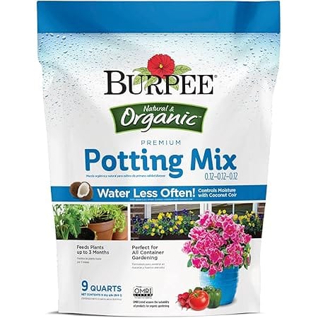 Burpee, 9 Quarts | Premium Organic Potting Natural Soil Mix Food Ideal for Container Garden-Vegetable, Flower & Herb Use for Indoor Outdoor Plant